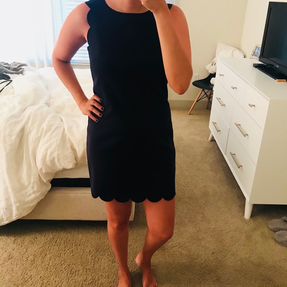 Navy Blue J Crew Scallop Dress